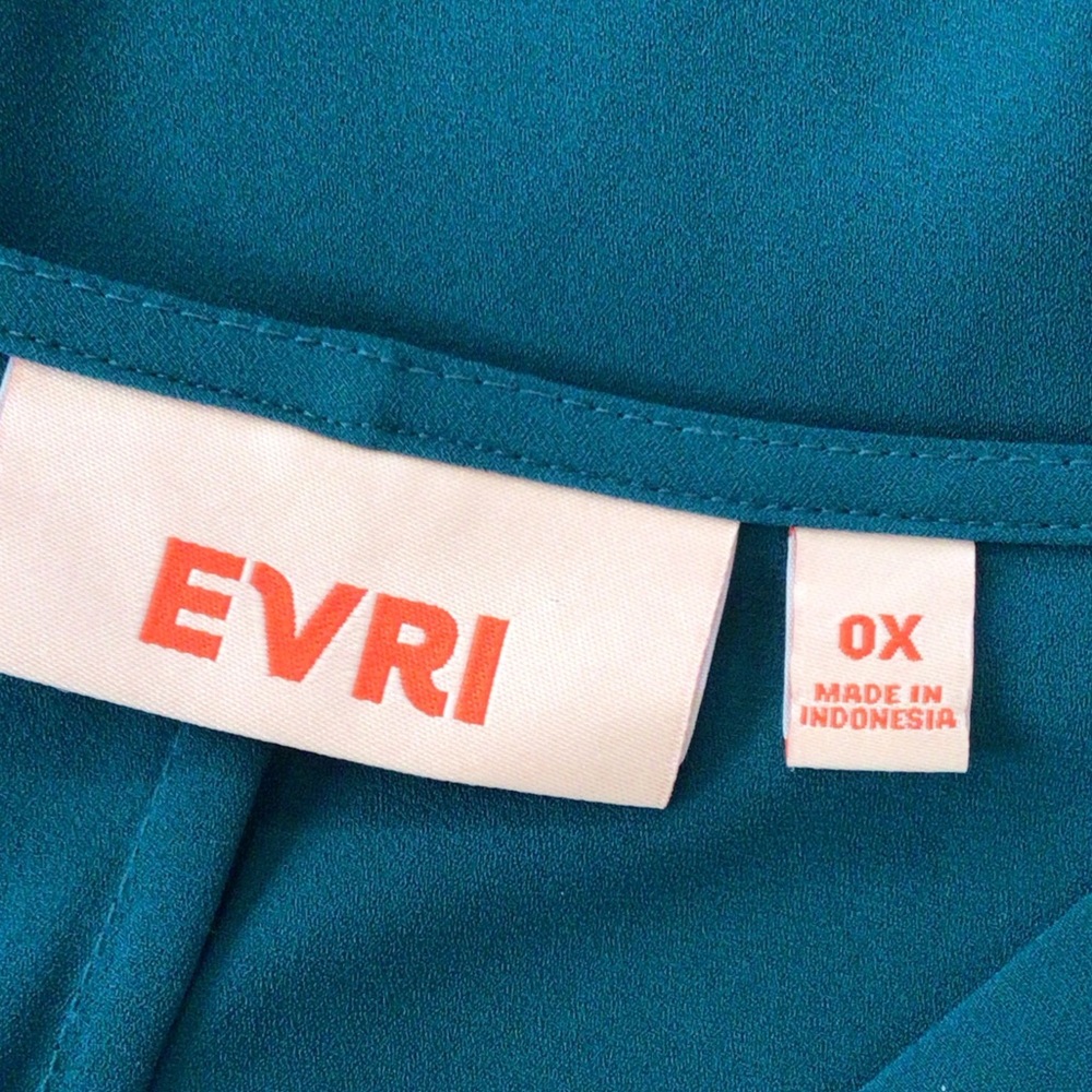 Evri X2 1 Emerald Green and 1 black/White Stripe long sleeve blouse size 0X - Picture 9 of 11
